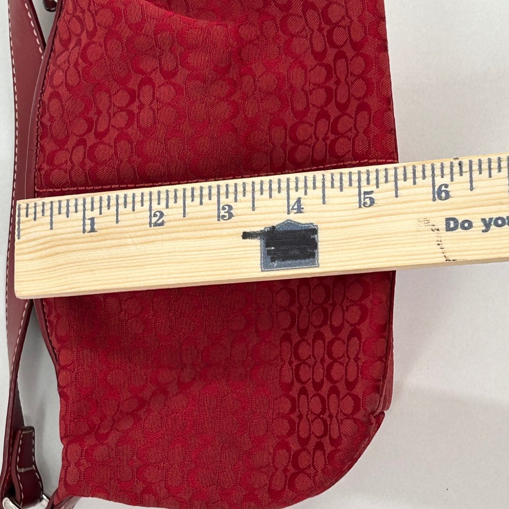 Coach Red Mini Signature Jacquard Canvas Leather Small Hobo Shoulder Bag - Picture 11 of 11